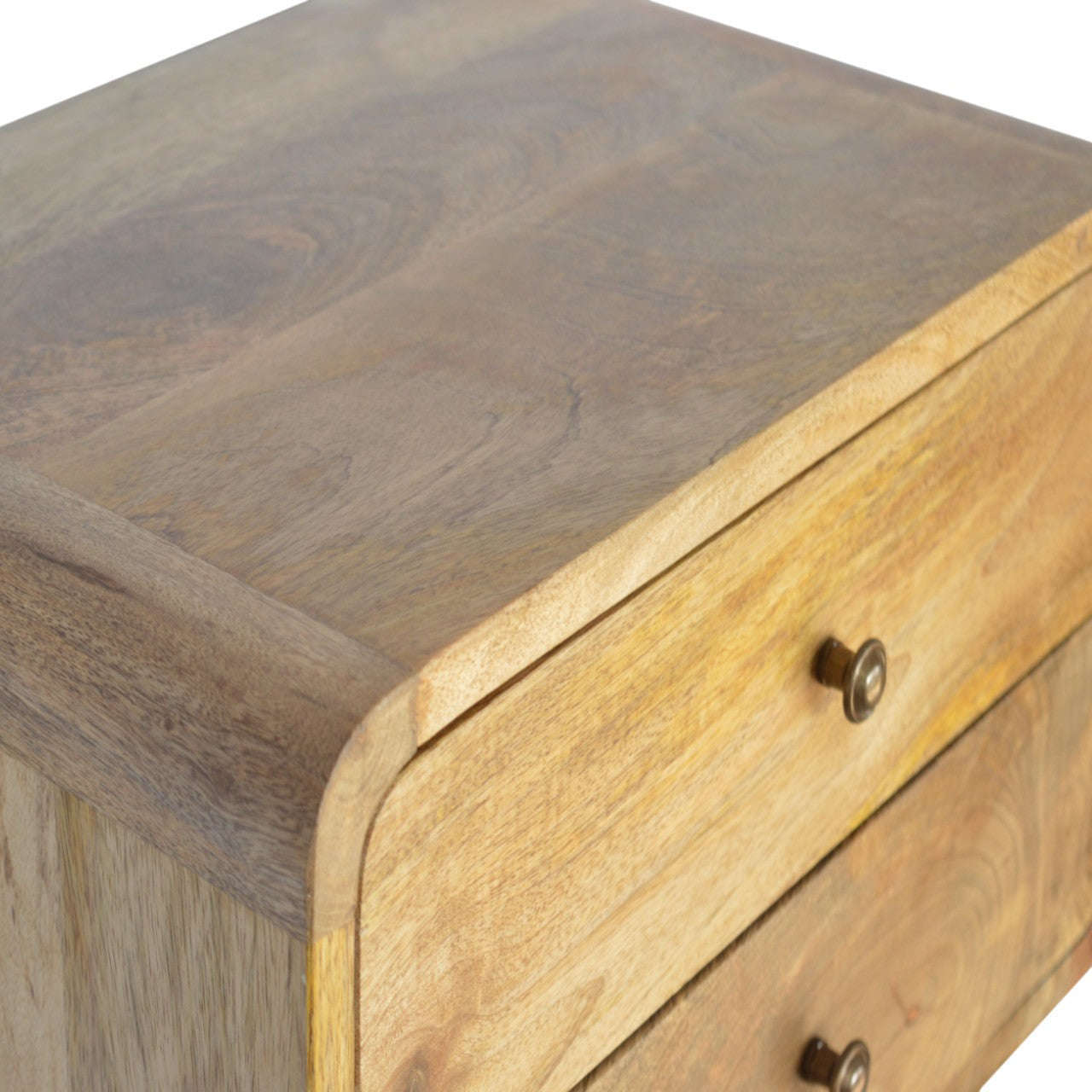 Ashpinoke:2 Drawer Curved Wall Mounted Oak-ish Bedside-Bedsides-Artisan