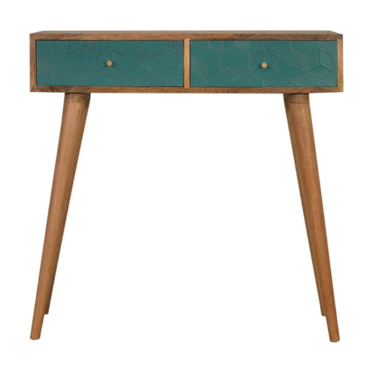 Ashpinoke:Acadia Teal Console Table-Console and Hall Tables-Artisan