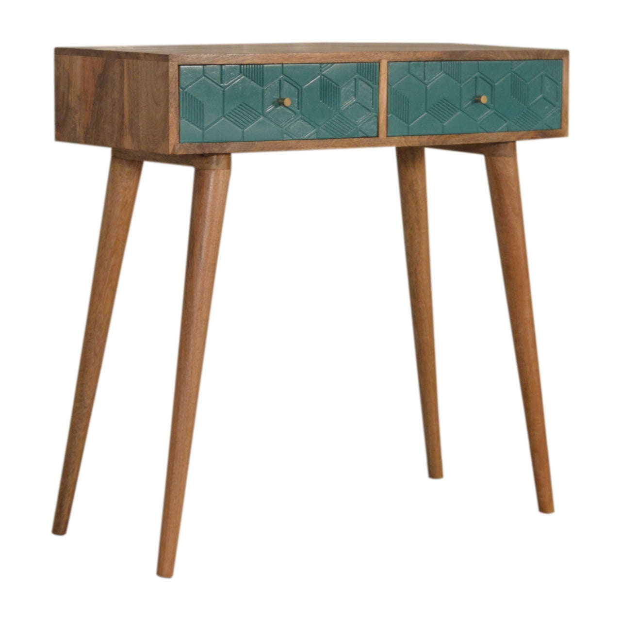 Ashpinoke:Acadia Teal Console Table-Console and Hall Tables-Artisan