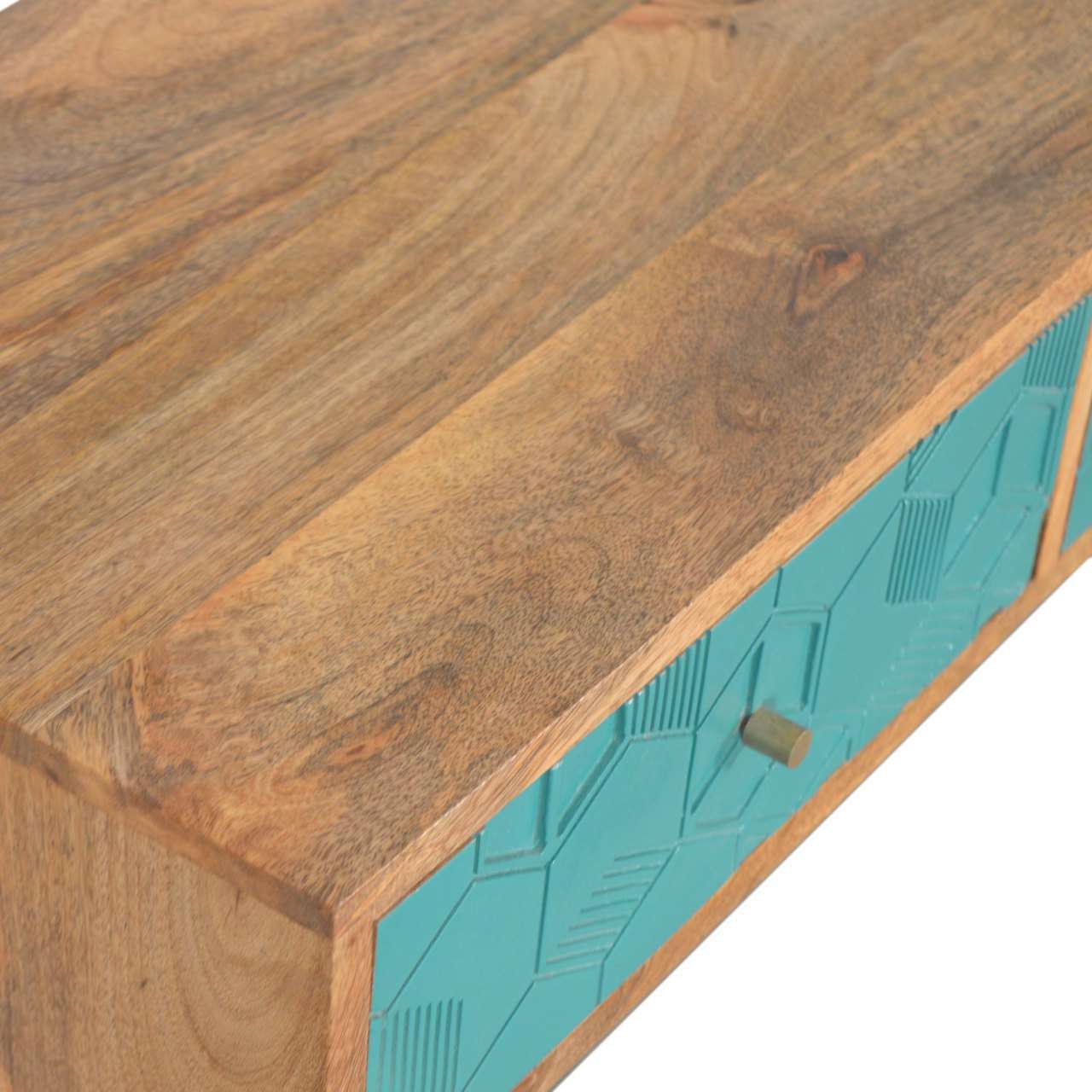 Ashpinoke:Acadia Teal Console Table-Console and Hall Tables-Artisan