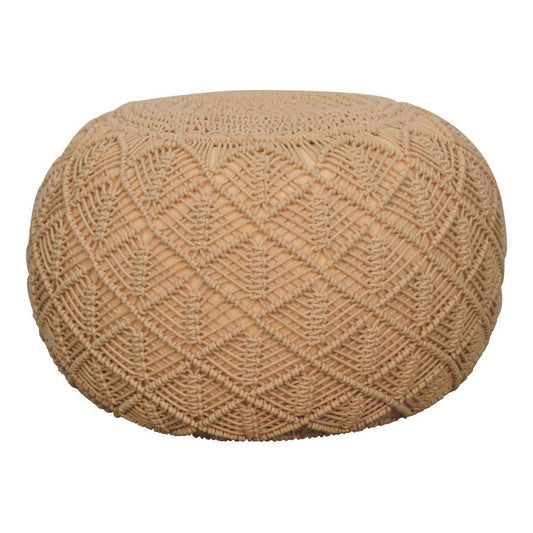 Ashpinoke:Ansley Beige Pouffe-Footstools-Artisan