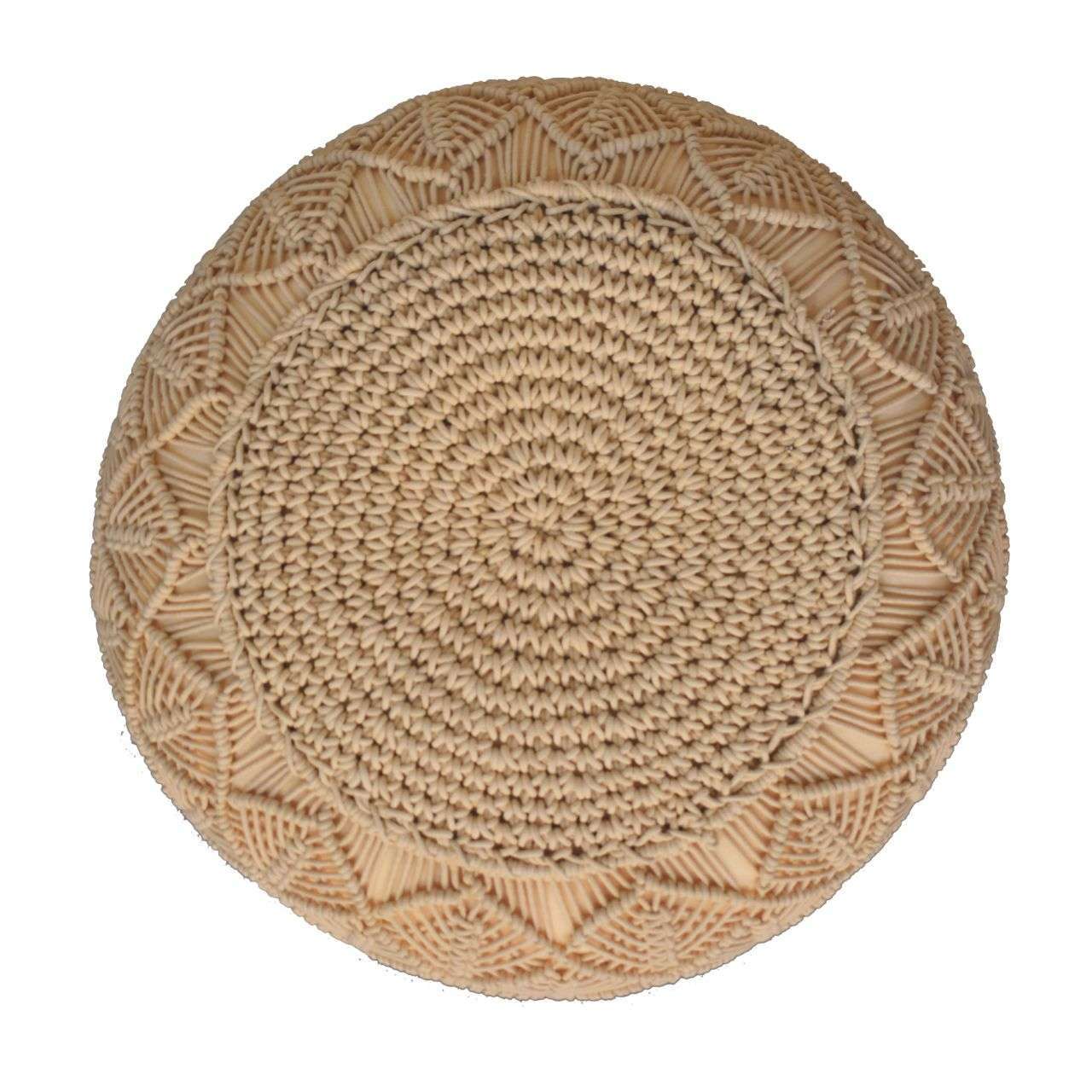 Ashpinoke:Ansley Beige Pouffe-Footstools-Artisan