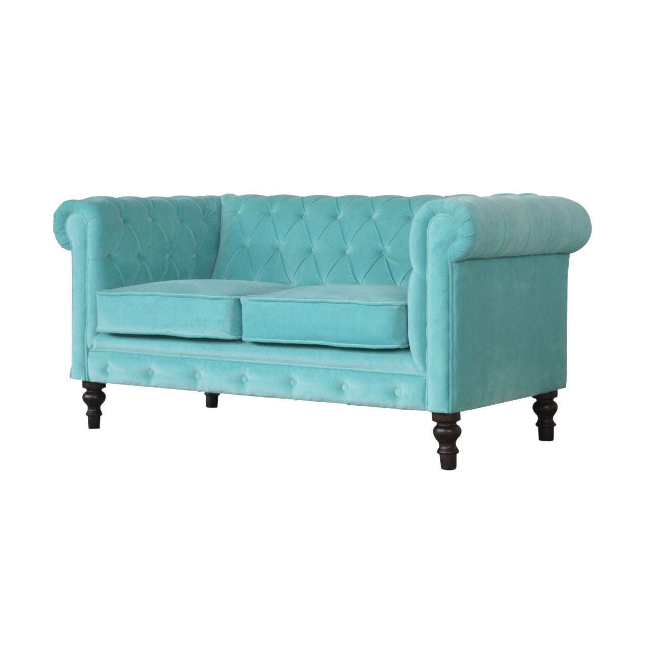 Ashpinoke:Aqua Velvet Chesterfield Sofa-Sofas-Artisan