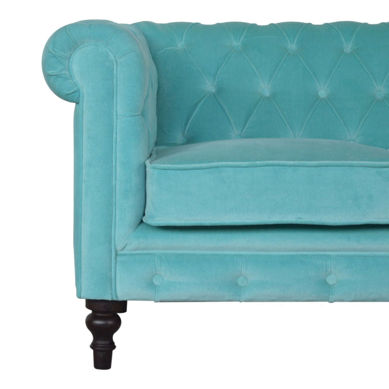 Ashpinoke:Aqua Velvet Chesterfield Sofa-Sofas-Artisan