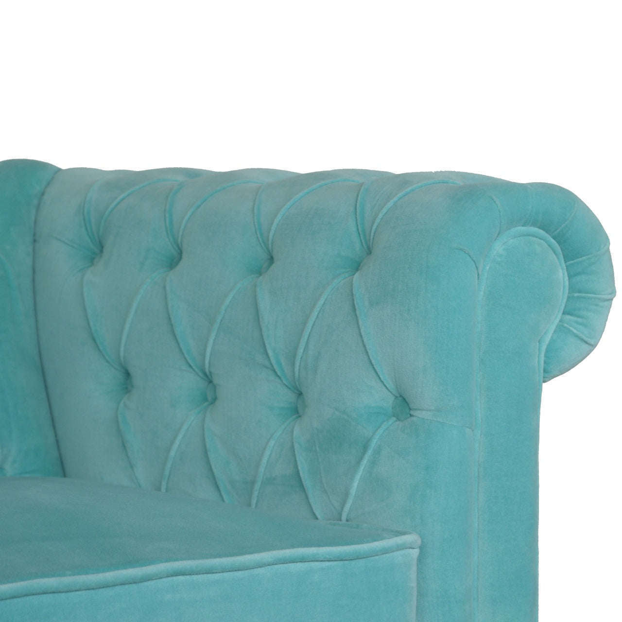 Ashpinoke:Aqua Velvet Chesterfield Sofa-Sofas-Artisan