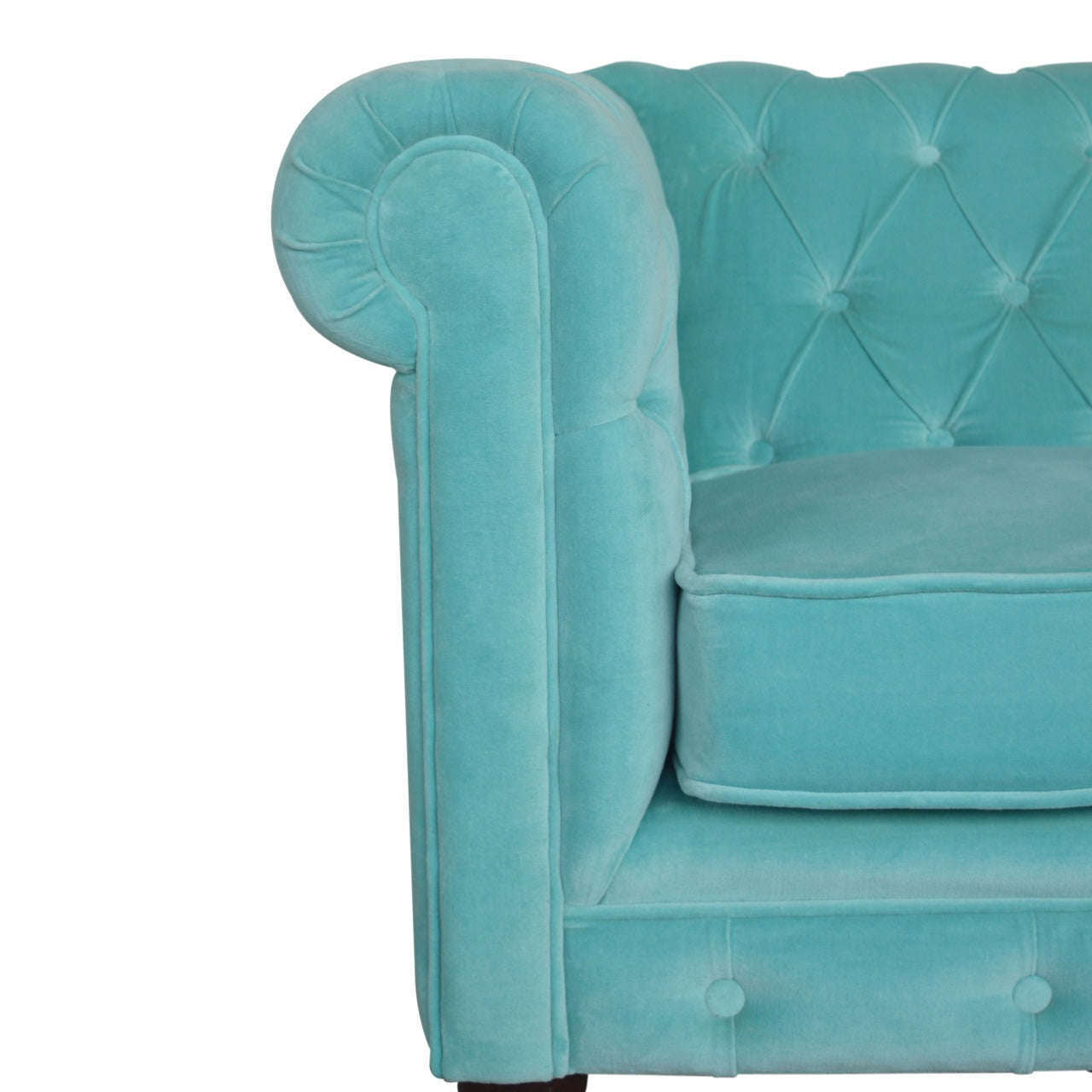 Ashpinoke:Aqua Velvet Chesterfield Sofa-Sofas-Artisan