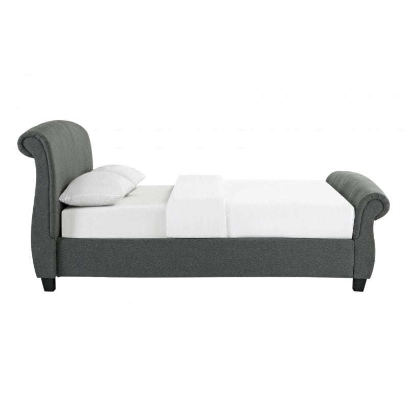 Ashpinoke:Arabella Linen Fabric Double Bed Grey-Double Beds-Heartlands Furniture