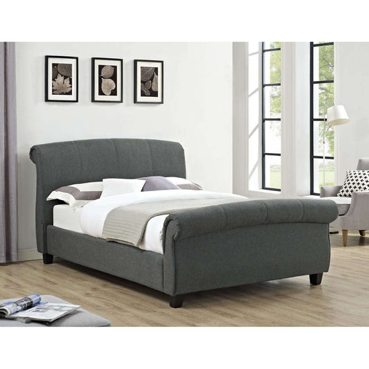 Ashpinoke:Arabella Linen Fabric King Size Bed Grey-King Size Beds-Heartlands Furniture