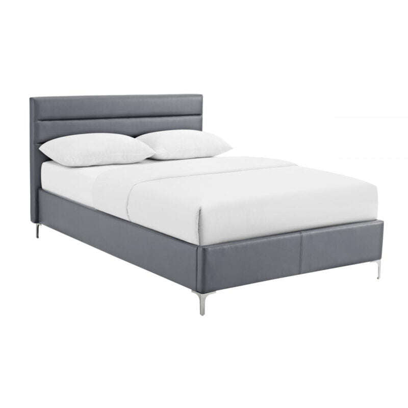 Ashpinoke:Arco Polyurethane King Size Bed Grey-King Size Beds-Heartlands Furniture