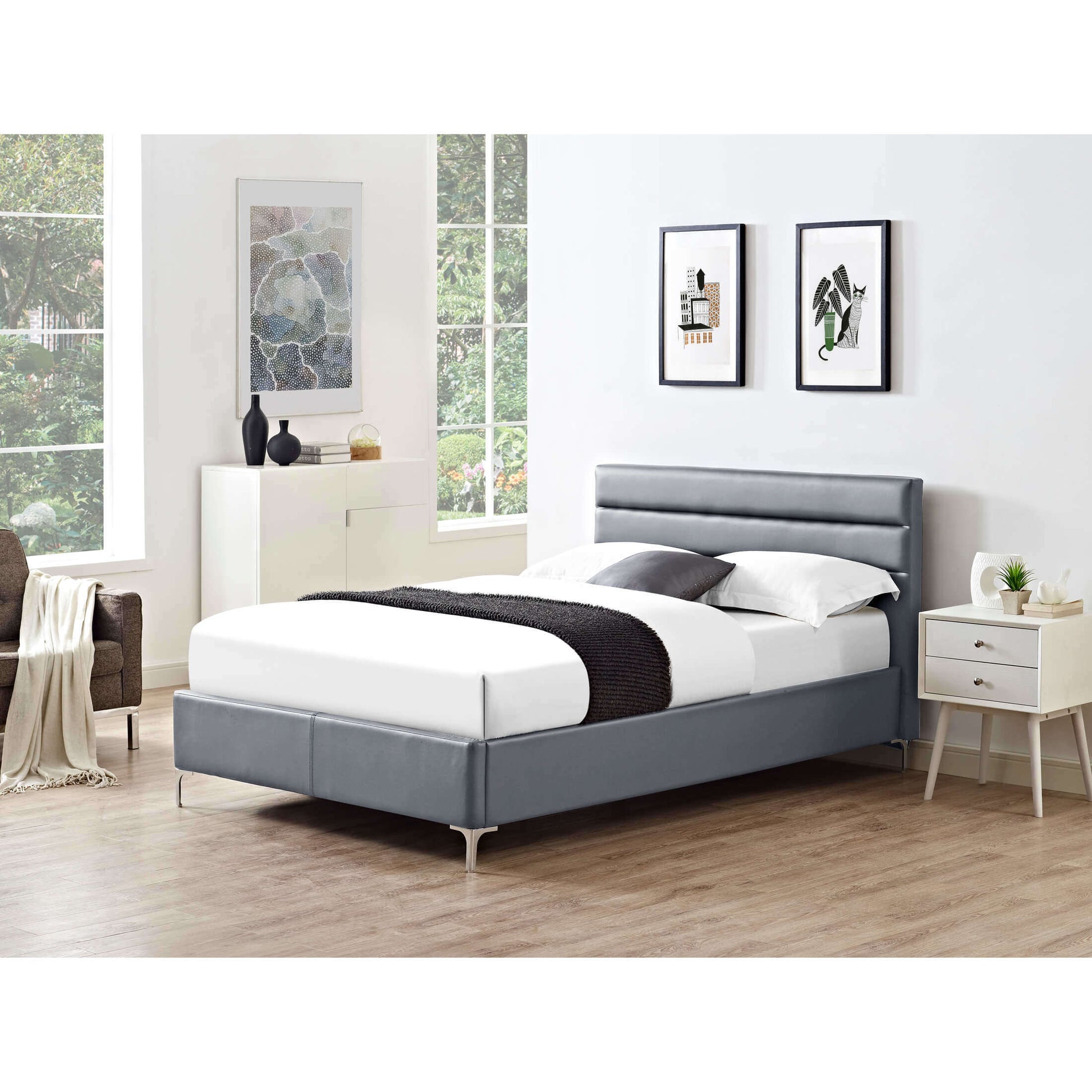 Ashpinoke:Arco Polyurethane Single Bed Grey-Single Beds-Heartlands Furniture