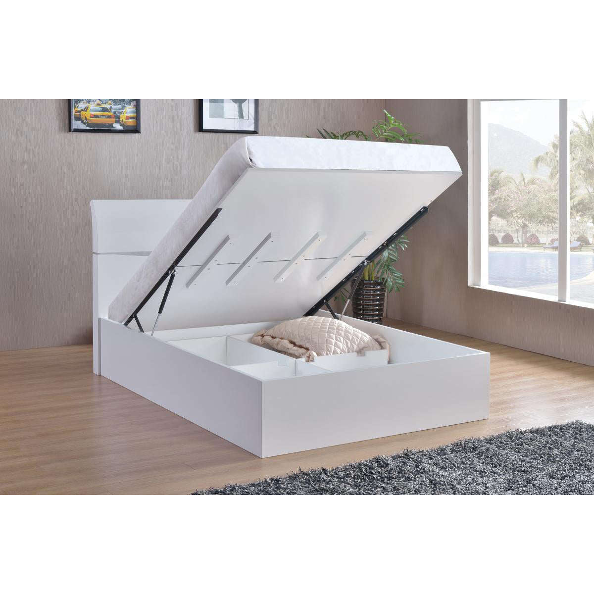 Ashpinoke:Arden High Gloss Storage Bed Double-Double Beds-Heartlands Furniture