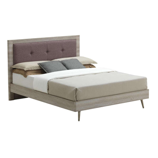Ashpinoke:Belvoir King Size Bed Grey Oak & Mocca Fabric-King Size Beds-Heartlands Furniture