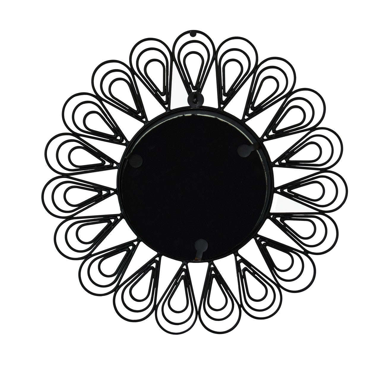 Ashpinoke:Black Coated Wired Flower Mirror-Mirrors-Artisan