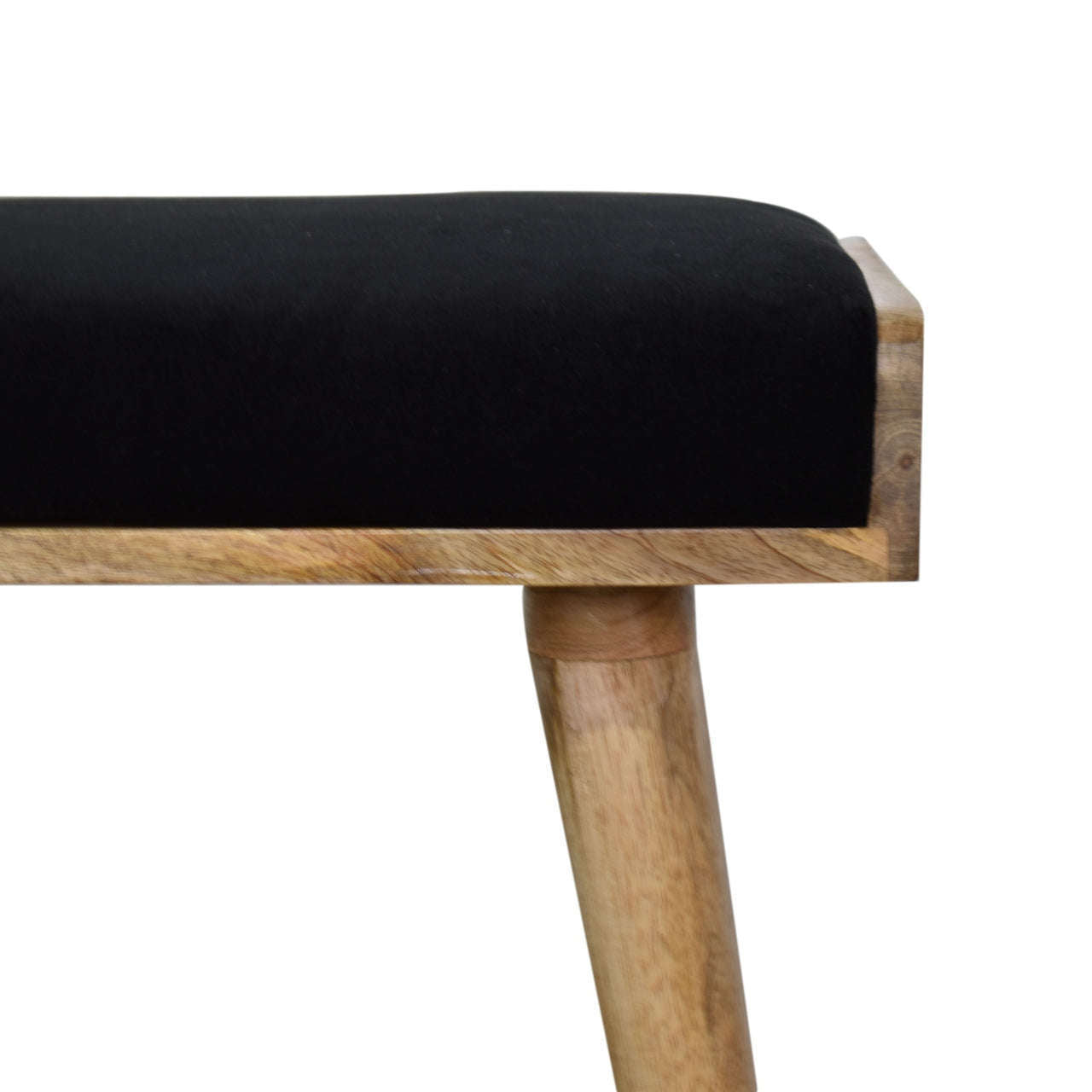 Ashpinoke:Black Velvet Tray Style Footstool-Footstools-Artisan