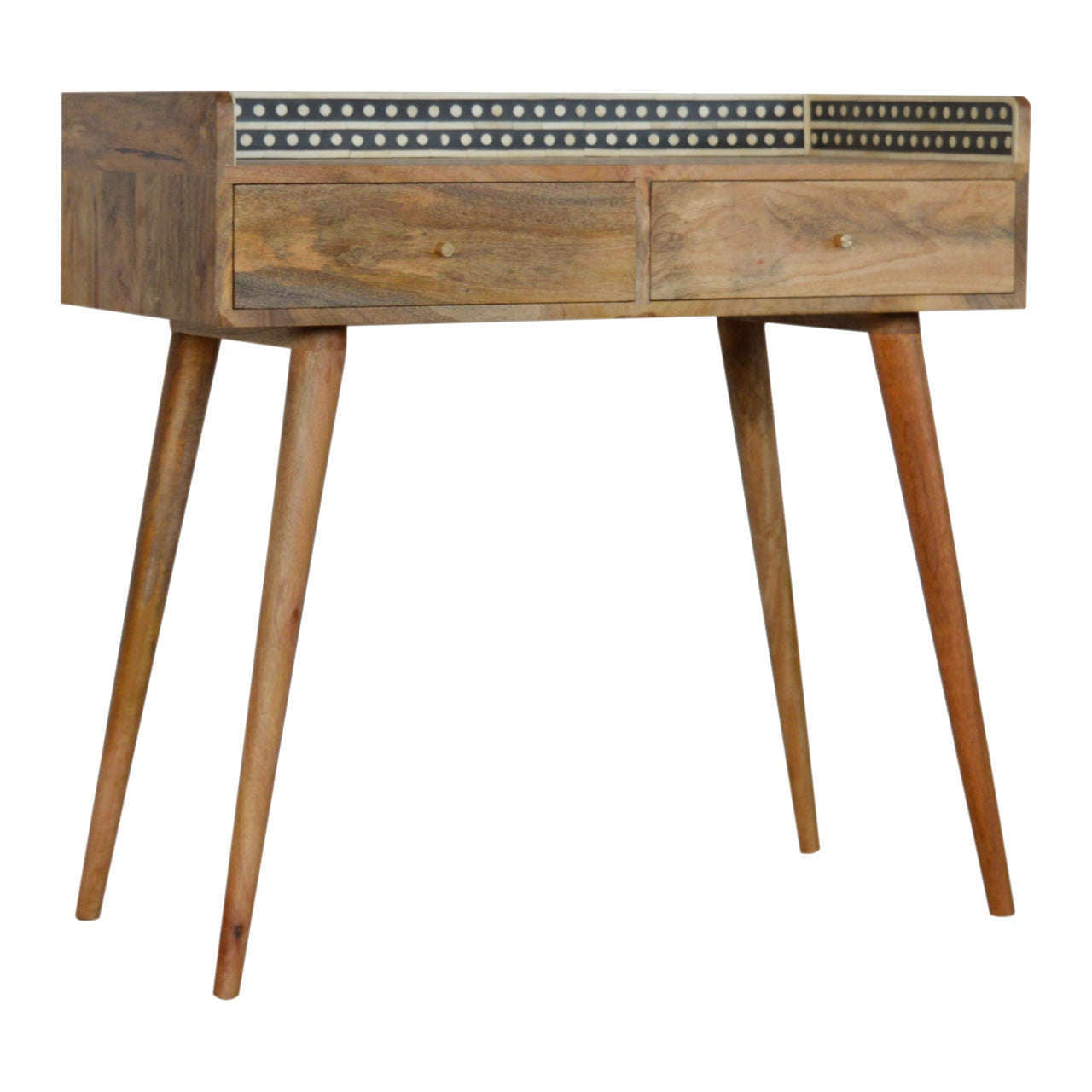 Ashpinoke:Bone Inlay Gallery Back Console Table-Console and Hall Tables-Artisan