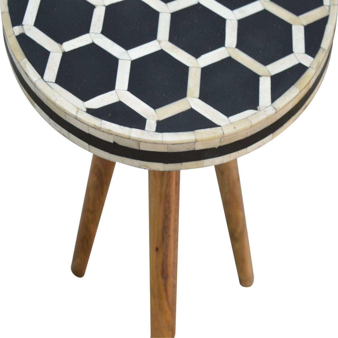 Ashpinoke:Bone Inlay Tripod Stool-Stools-Artisan