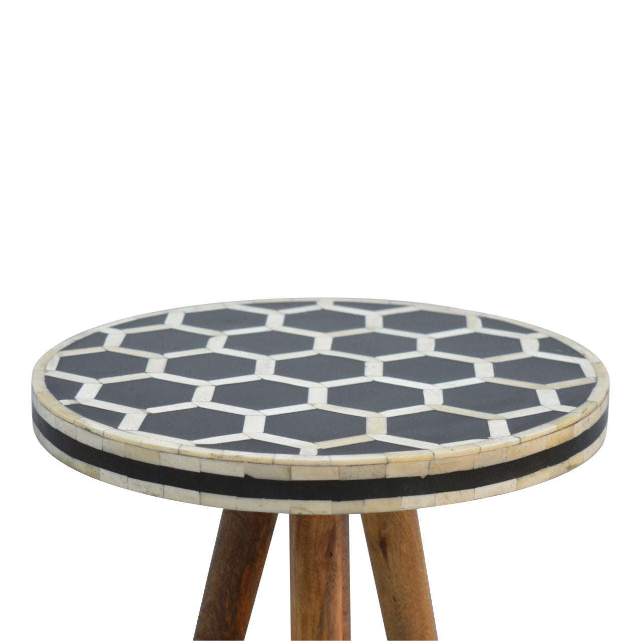 Ashpinoke:Bone Inlay Tripod Stool-Stools-Artisan