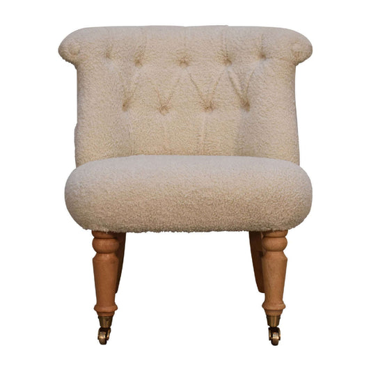 Ashpinoke:Bouclé Cream Accent Chair-Chairs-Artisan