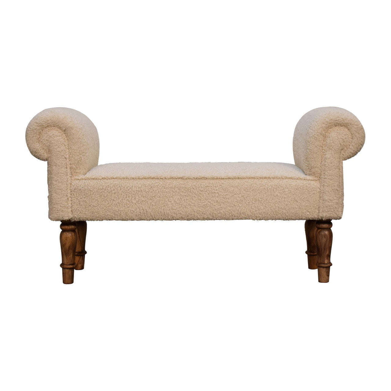 Ashpinoke:Bouclé Cream Bench-Benches-Artisan