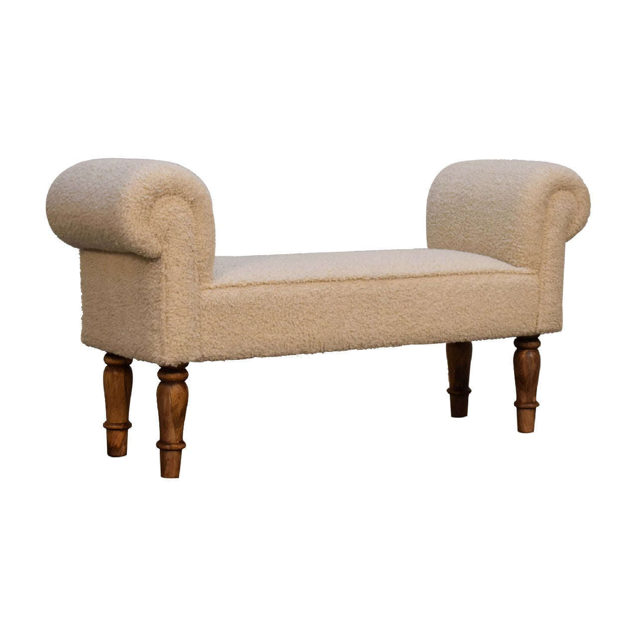 Ashpinoke:Bouclé Cream Bench-Benches-Artisan