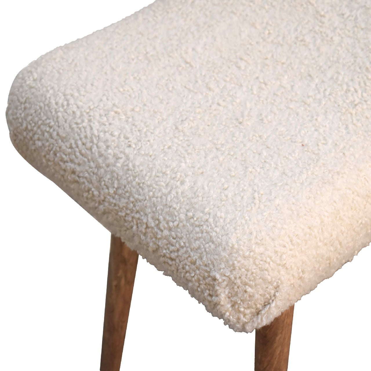 Ashpinoke:Bouclé Cream Curved Bench-Benches-Artisan