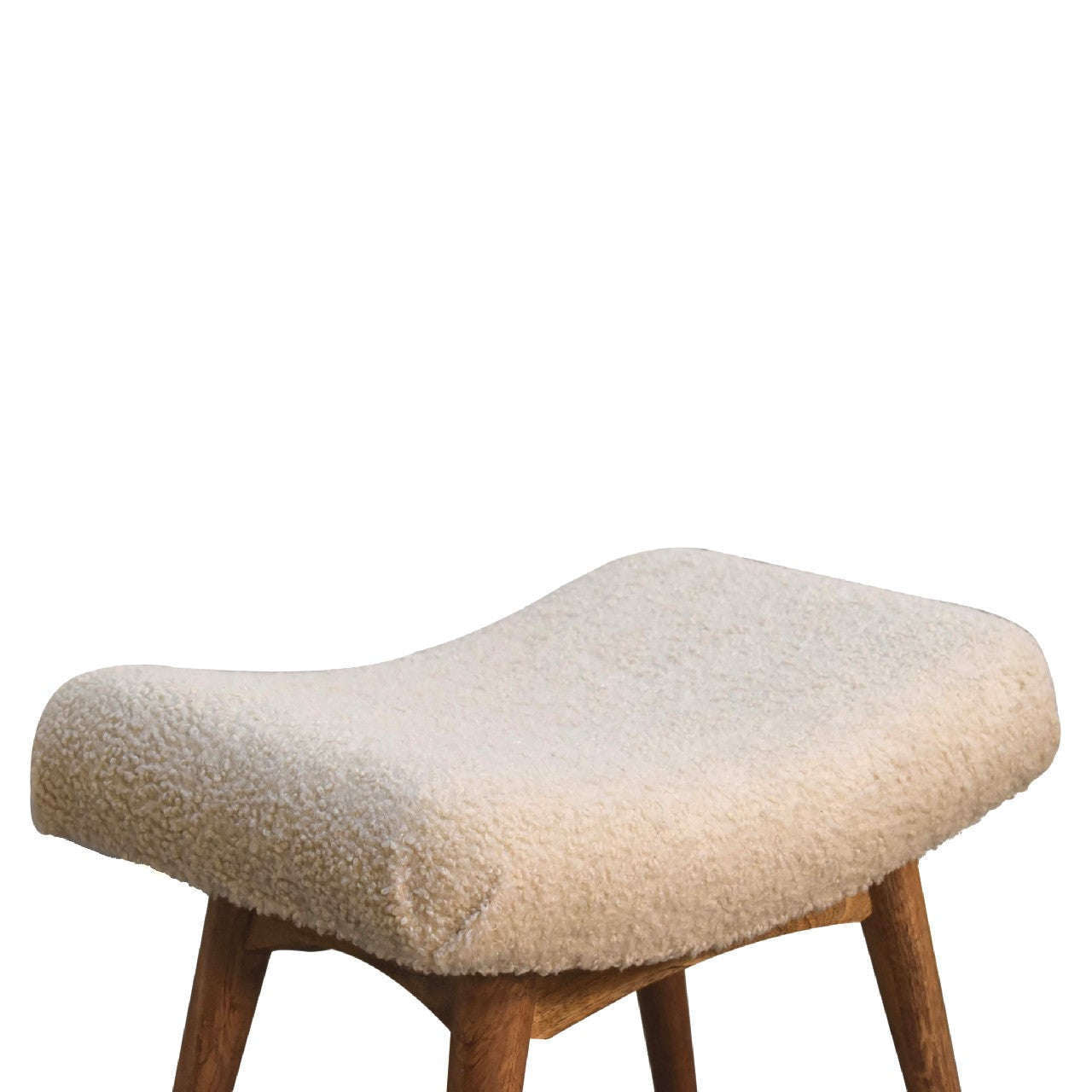 Ashpinoke:Bouclé Cream Curved Bench-Benches-Artisan