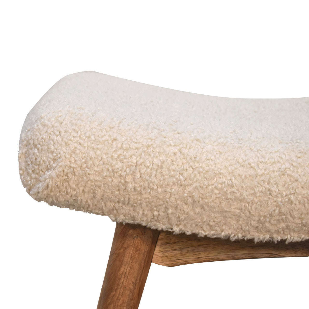 Ashpinoke:Bouclé Cream Curved Bench-Benches-Artisan