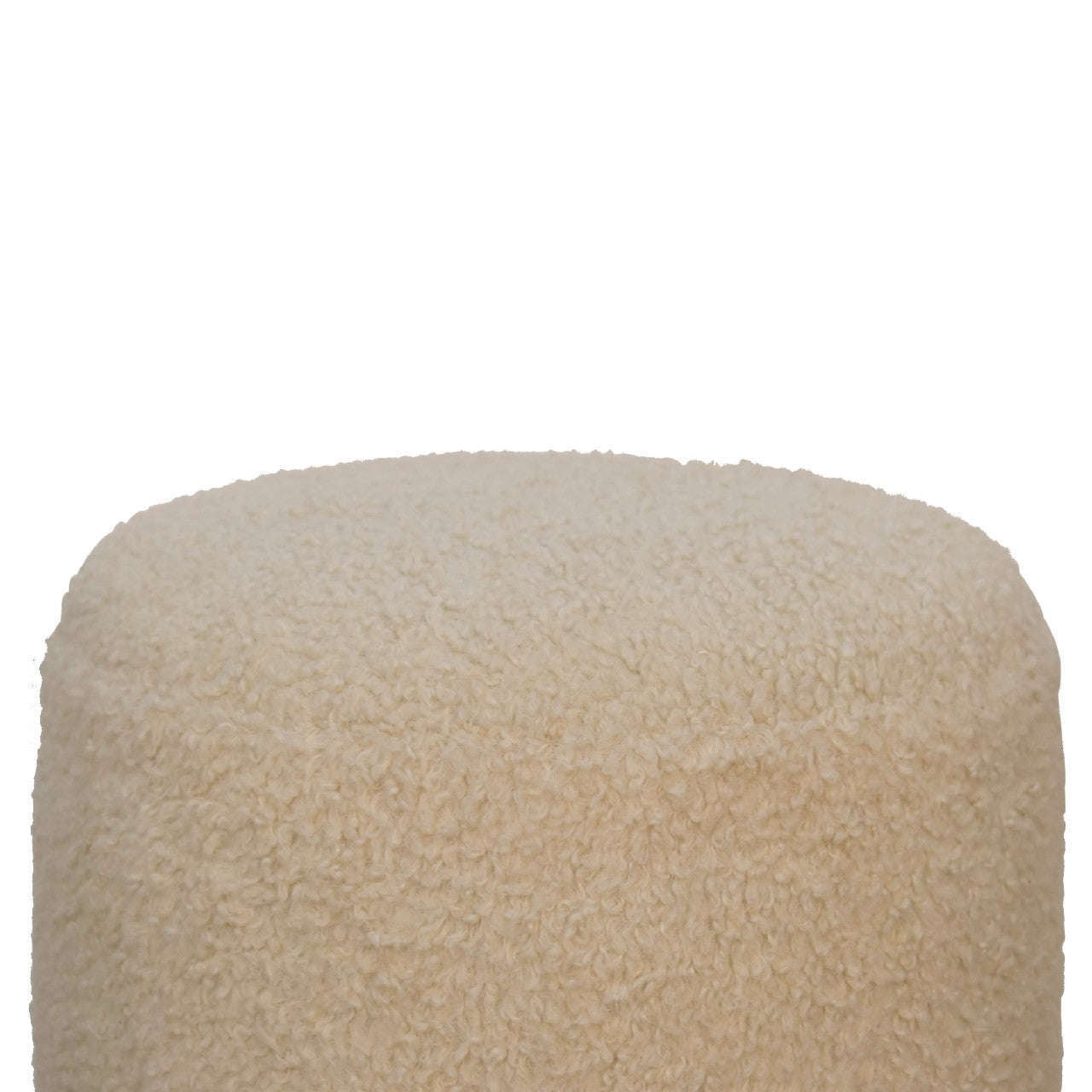 Ashpinoke:Boucle Cream Round Footstool-Footstools-Artisan