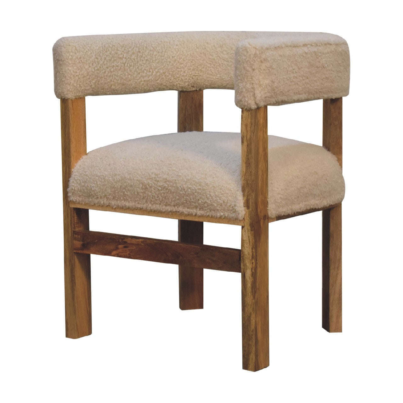 Ashpinoke:Bouclé Cream Solid Wood Chair-Chairs-Artisan