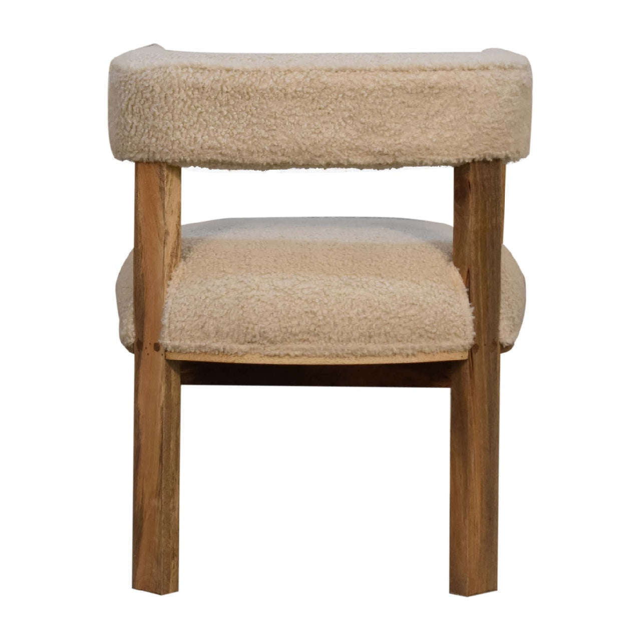 Ashpinoke:Bouclé Cream Solid Wood Chair-Chairs-Artisan