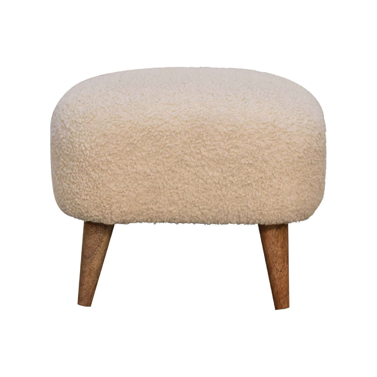 Ashpinoke:Bouclé Cream Square Footstool-Footstools-Artisan