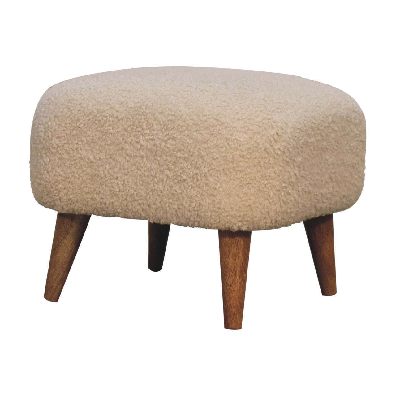 Ashpinoke:Bouclé Cream Square Footstool-Footstools-Artisan