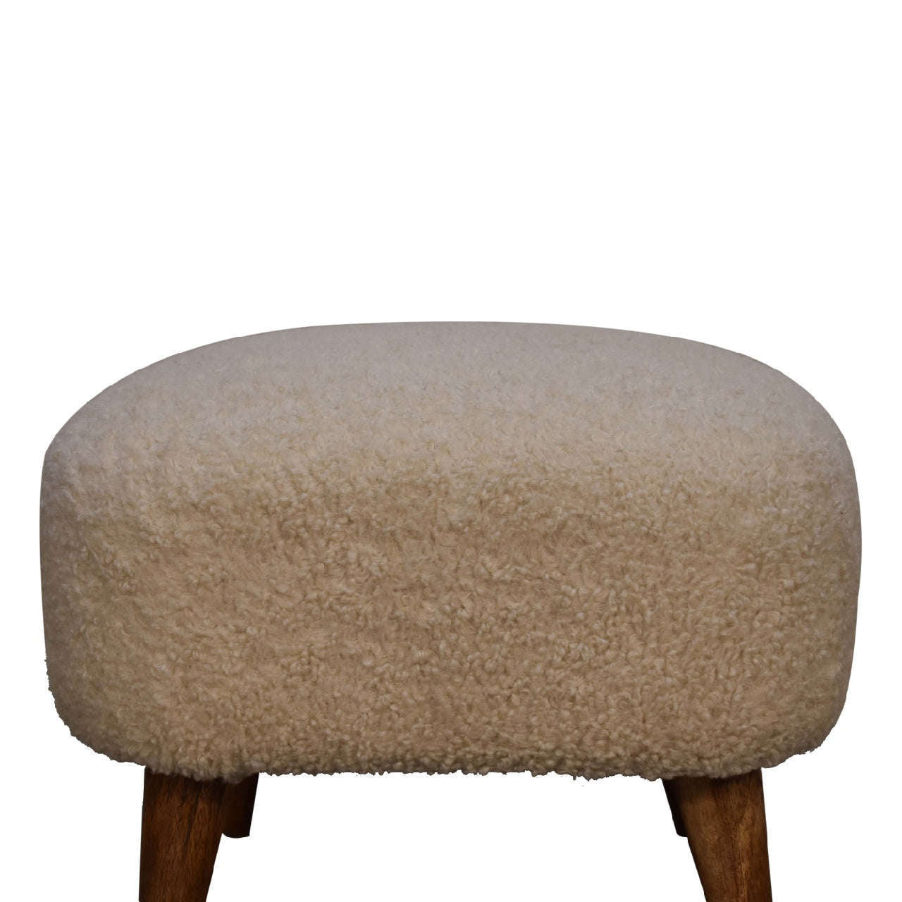 Ashpinoke:Bouclé Cream Square Footstool-Footstools-Artisan