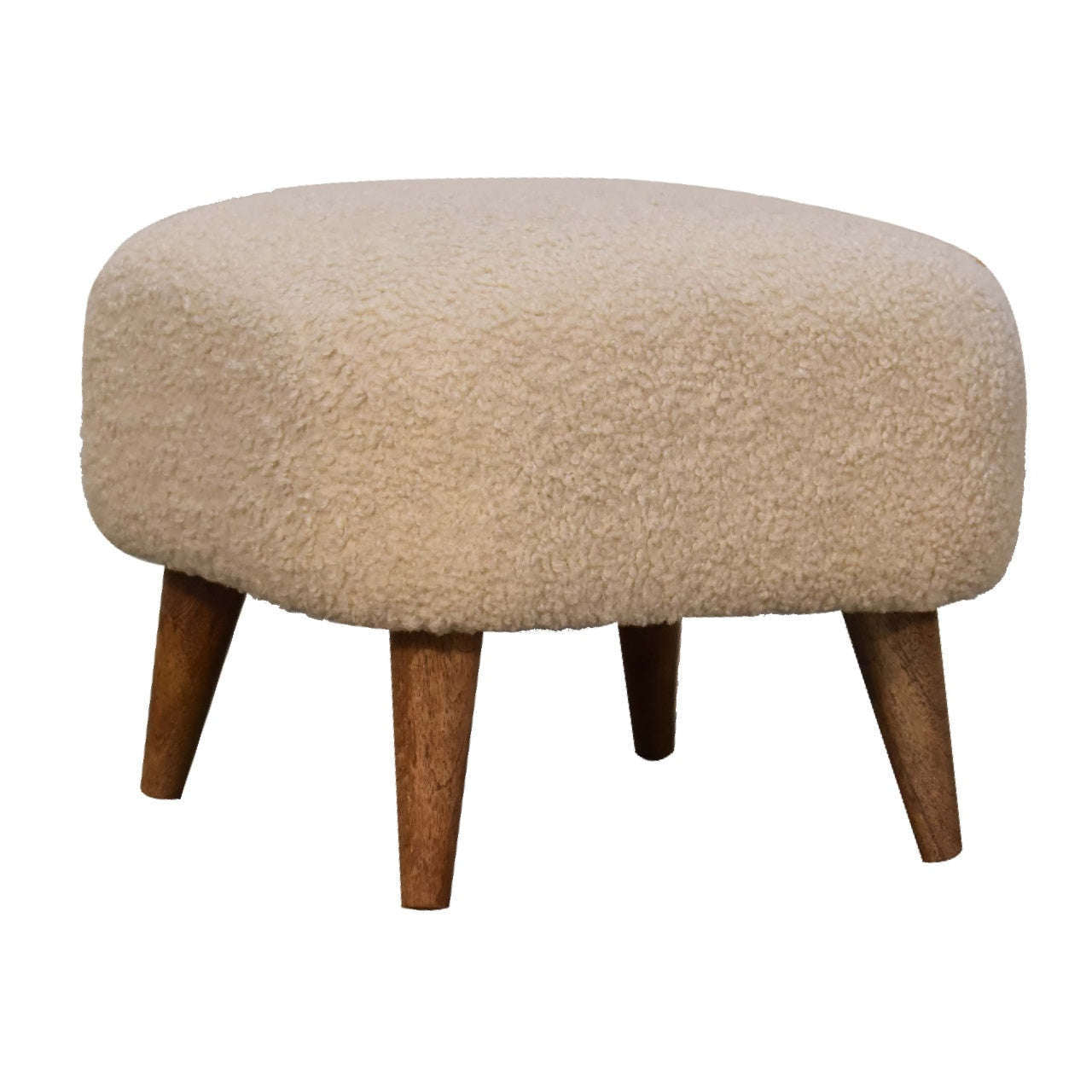 Ashpinoke:Bouclé Cream Square Footstool-Footstools-Artisan