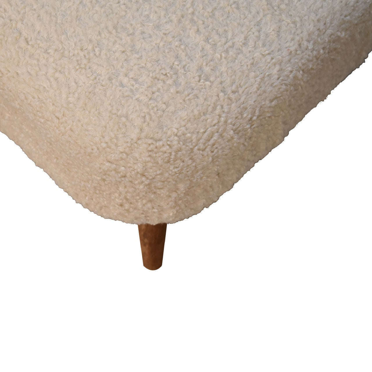 Ashpinoke:Bouclé Cream Square Footstool-Footstools-Artisan