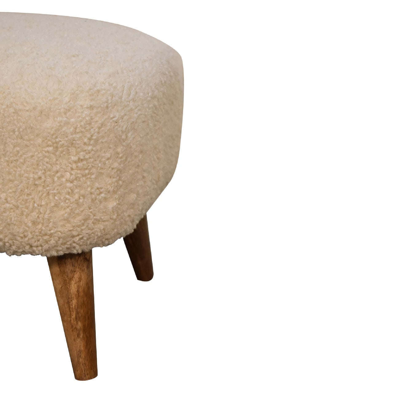 Ashpinoke:Bouclé Cream Square Footstool-Footstools-Artisan