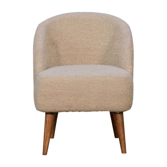 Ashpinoke:Bouclé Cream Tub Chair-Chairs-Artisan
