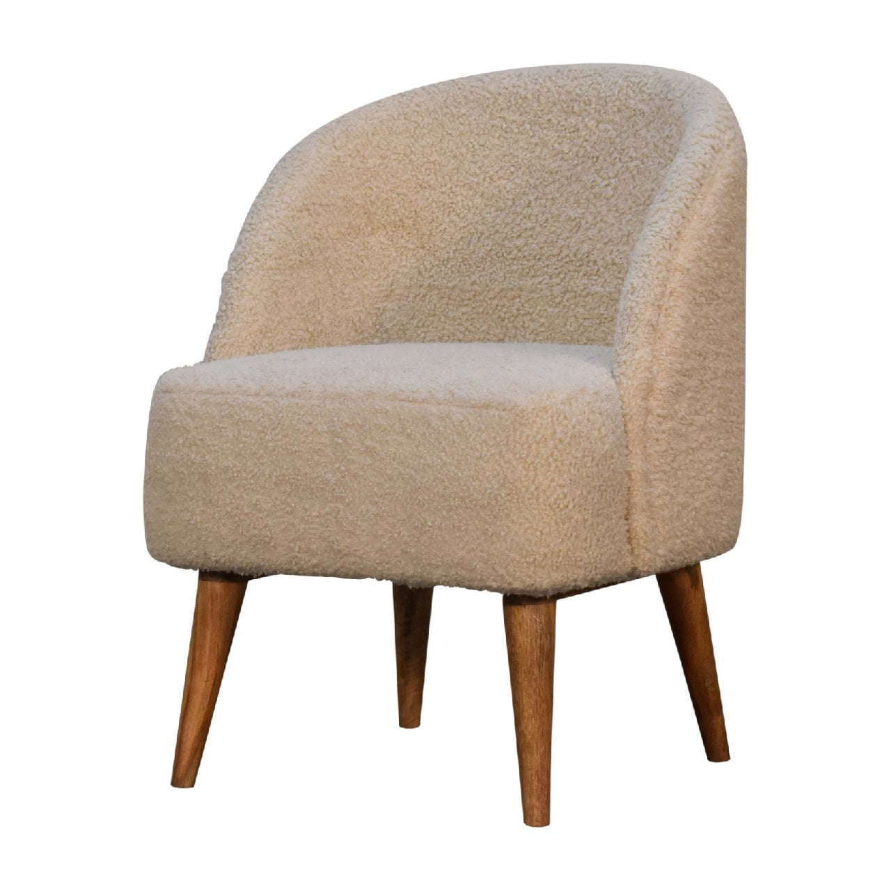 Ashpinoke:Bouclé Cream Tub Chair-Chairs-Artisan