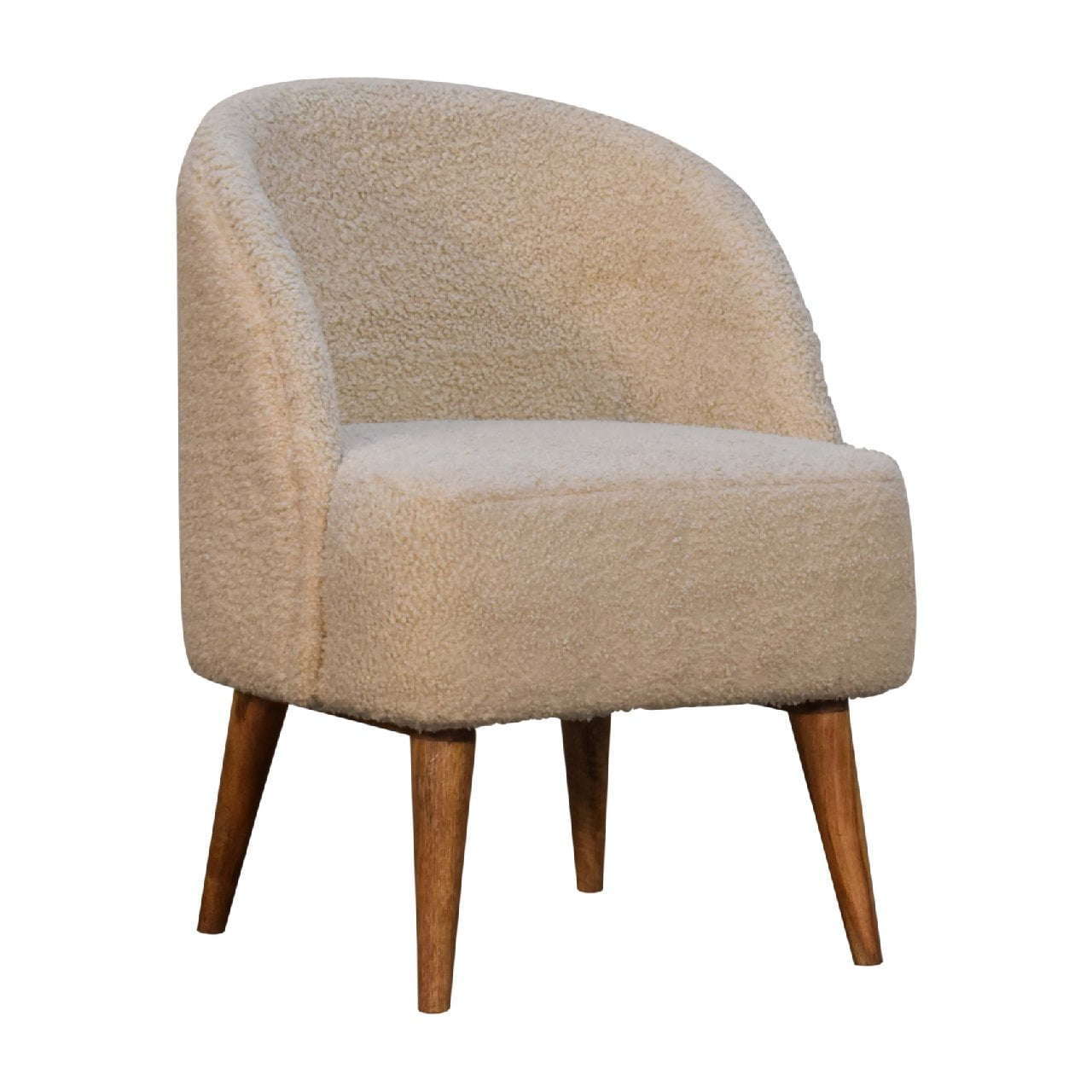 Ashpinoke:Bouclé Cream Tub Chair-Chairs-Artisan