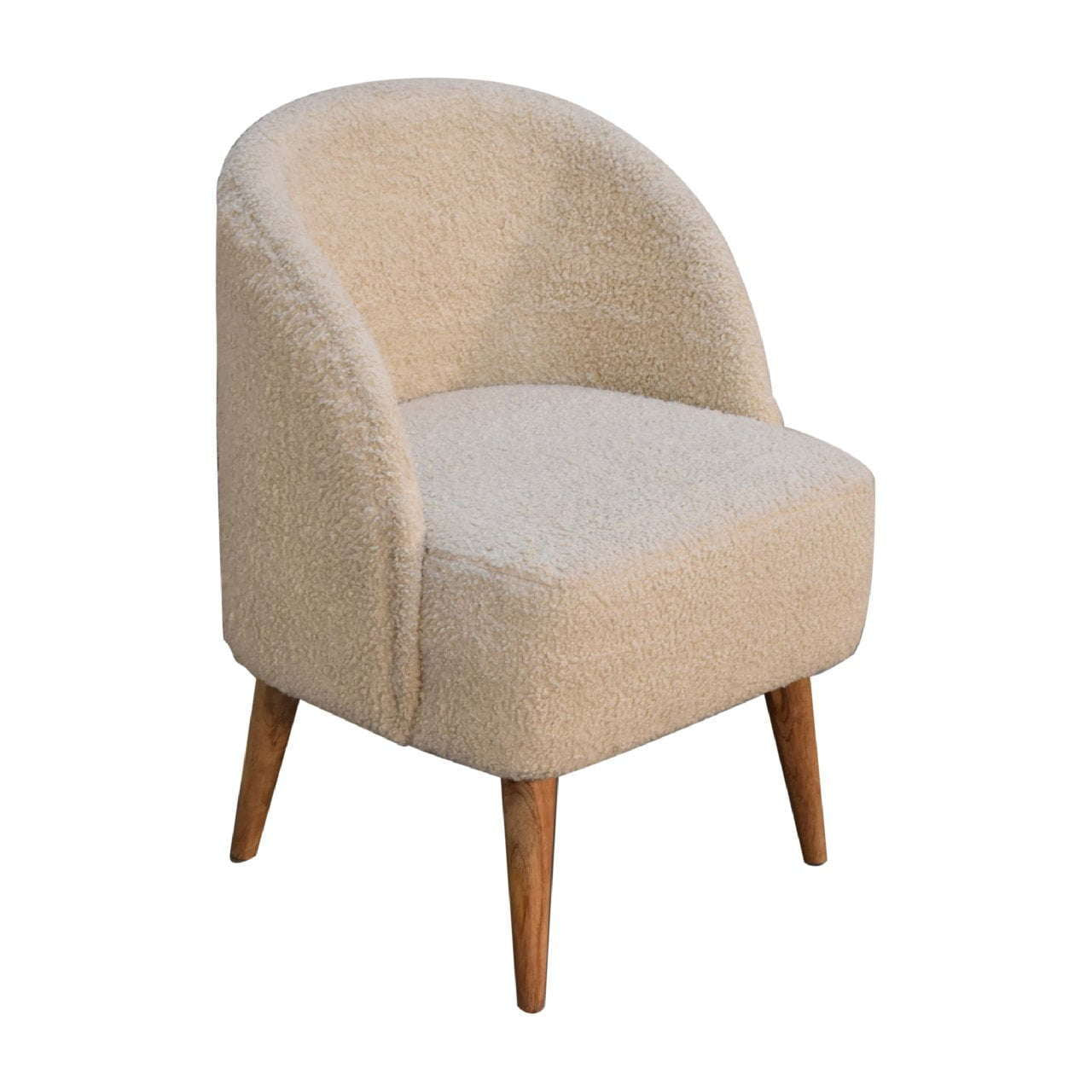 Ashpinoke:Bouclé Cream Tub Chair-Chairs-Artisan