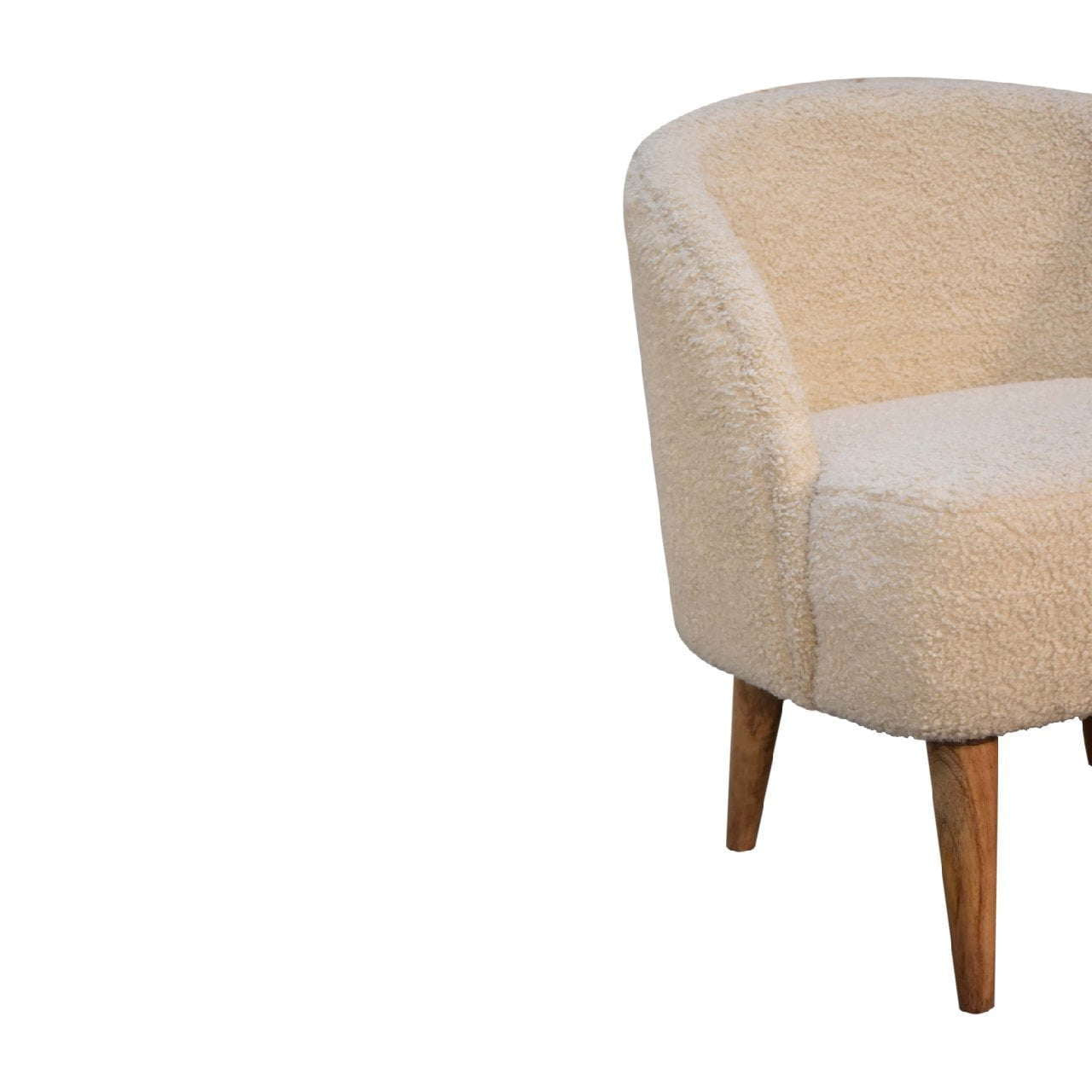 Ashpinoke:Bouclé Cream Tub Chair-Chairs-Artisan