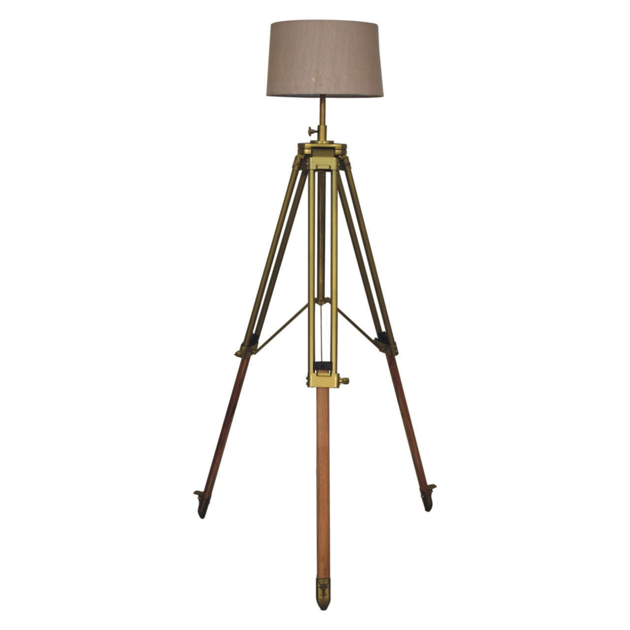 Ashpinoke:Brass Plated and Wooden Floor Lamp-Lighting-Artisan