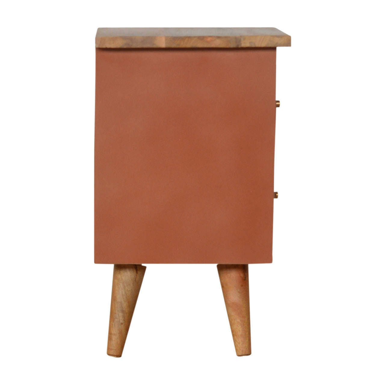 Ashpinoke:Brick Red Hand Painted Bedside-Bedsides-Artisan