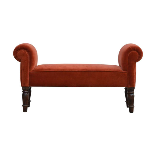 Ashpinoke:Brick Red Velvet Bench-Benches-Artisan