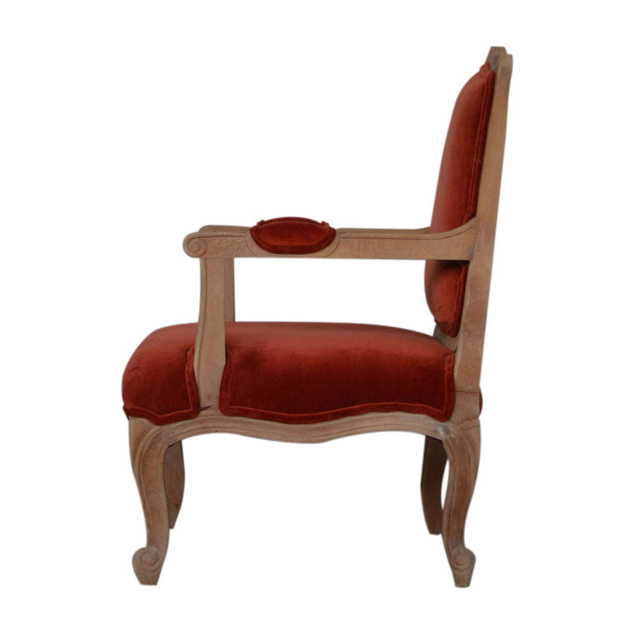 Ashpinoke:Brick Red Velvet French Style Chair-Chairs-Artisan