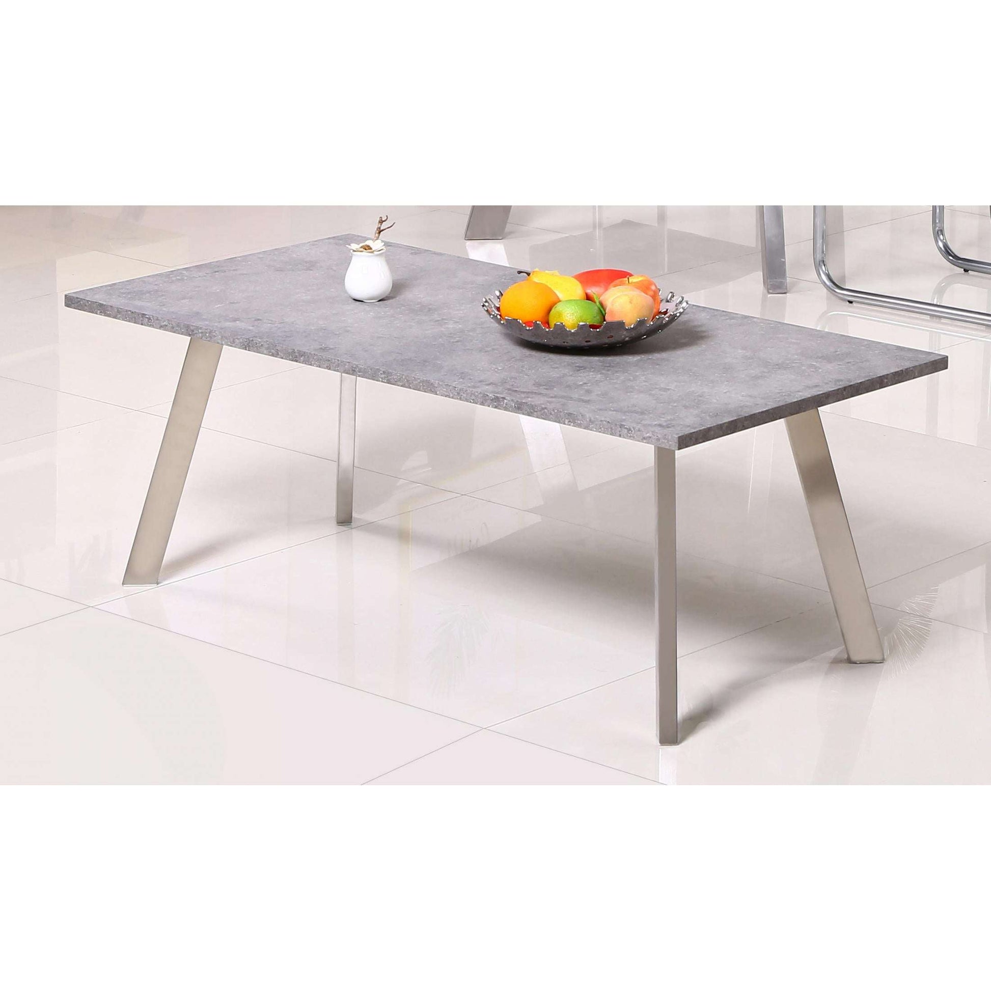 Ashpinoke:Calipso Coffee Table Concrete with Brushed Stainless Steel Legs-Coffee Tables-Heartlands Furniture