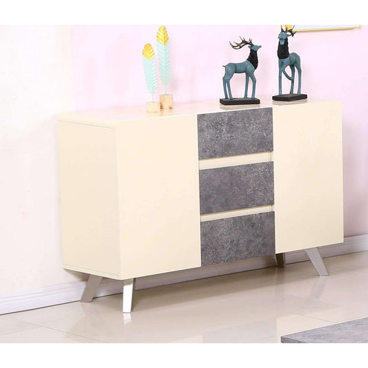 Ashpinoke:Calipso High Gloss Sideboard Concrete-Sideboards and Displays-Heartlands Furniture