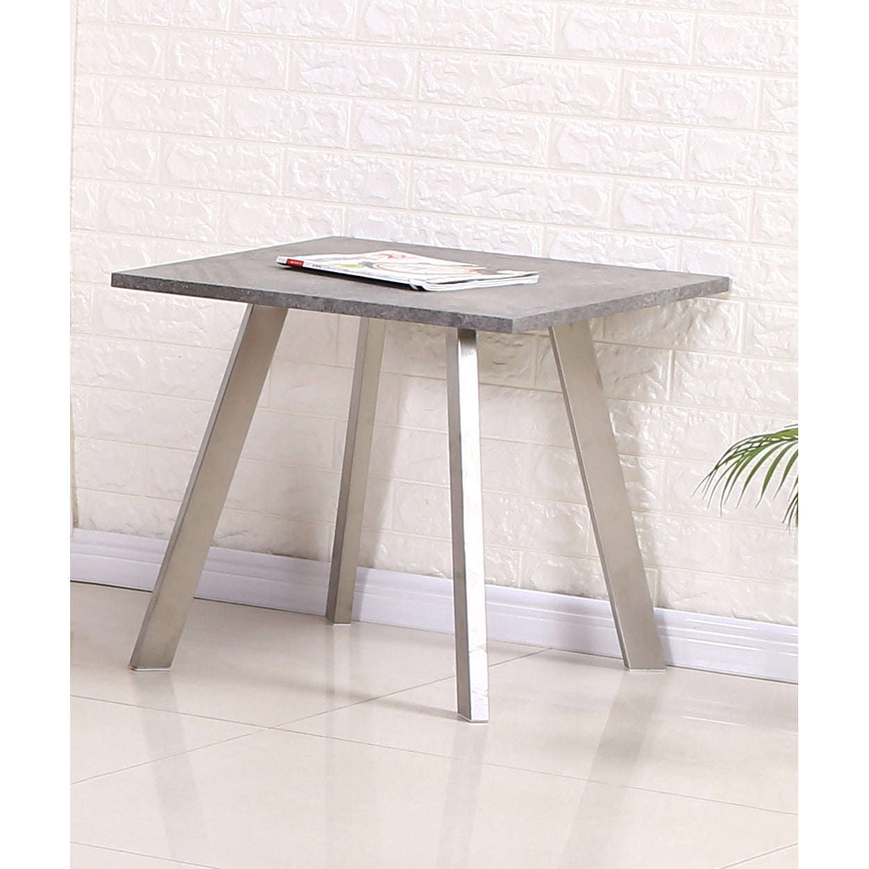 Ashpinoke:Calipso Lamp Table Concrete with Brushed Stainless Steel Legs-Lamp Tables-Heartlands Furniture