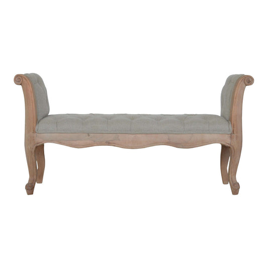 Ashpinoke:Carved French Style Mud Linen Bench-Benches-Artisan
