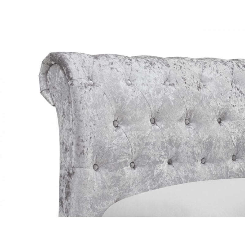 Ashpinoke:Casablanca HFE Crushed Velvet King Size Bed Grey-King Size Beds-Heartlands Furniture